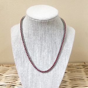 Charming Charlie Silver Tone w/ Red Gem Necklace